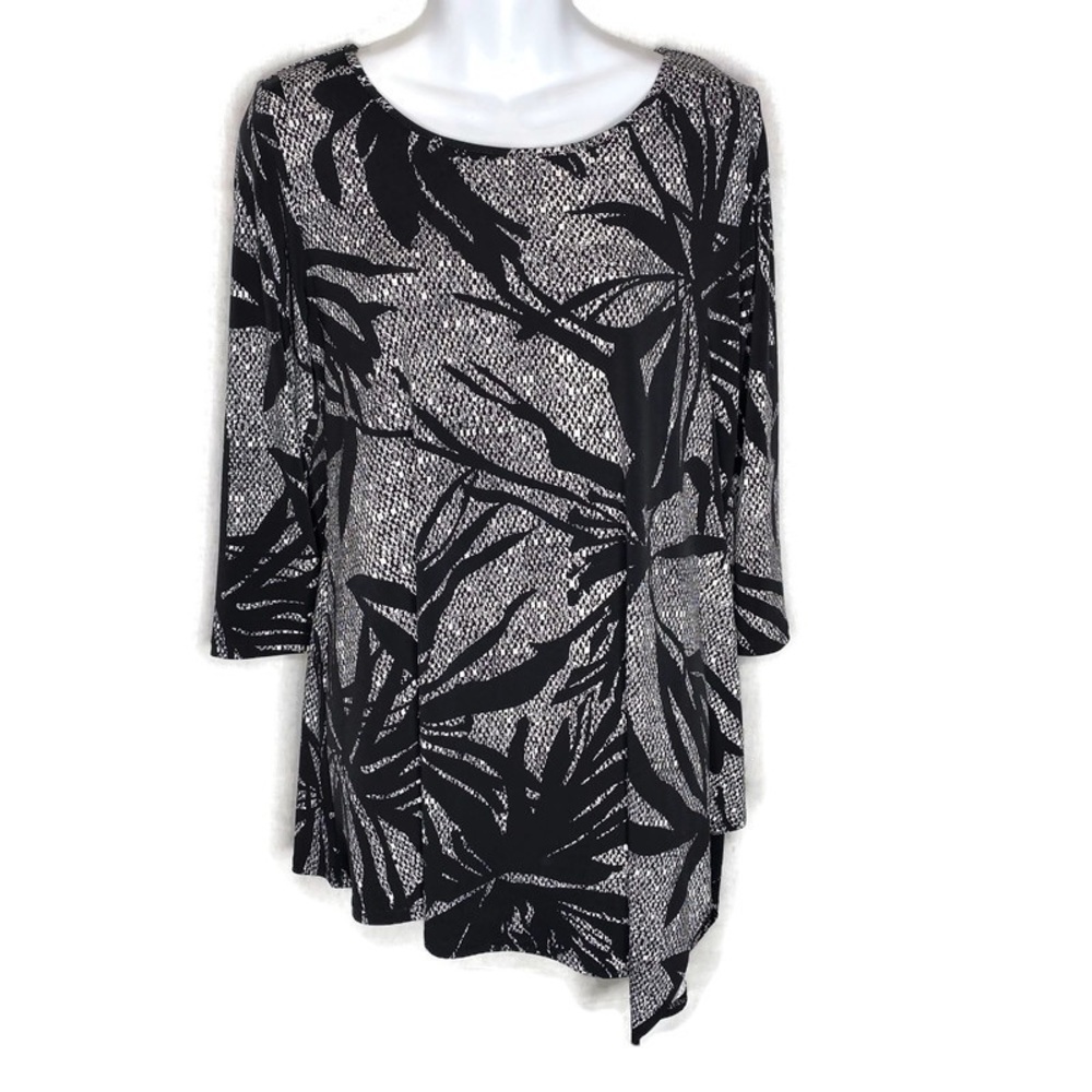 Clara Sun Woo Black White Assymetrical Hem Tunic
